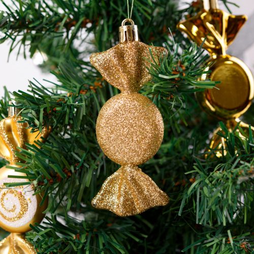 FamilyChristmas Karácsonyfadísz szett - arany cukor - 10 x 3,6 cm - 6 db / szett