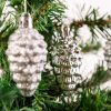 FamilyChristmas Karácsonyfadísz szett - ezüst toboz  - 6 cm - 6 db / szett