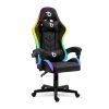 RGB LED-es gamer szék - karfával, párnával - fekete / fehér