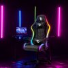 RGB LED-es gamer szék - karfával, párnával - fekete / fehér
