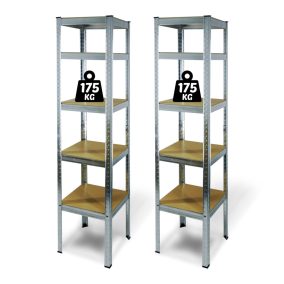   Fémpolc állvány - 5 szintes - fém - max. 175 kg - 180 x 40 x 40 cm - 2 db / csomag