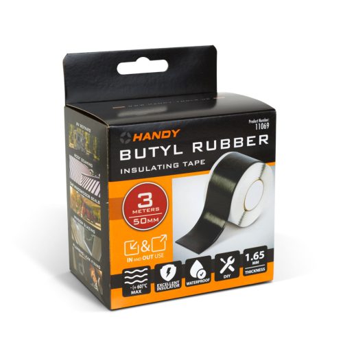 Önzáró butilgumi szigetelőszalag - 3 m x 50 mm x 1,65 mm - fekete