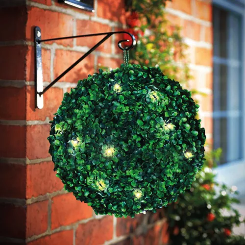 Szolár bukszus - felakasztható - 25 cm - 20 melegfehér LED