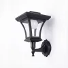 LED-es szolár lámpa - fali - 21 x 21 cm - 8 LED - fekete - melegfehér