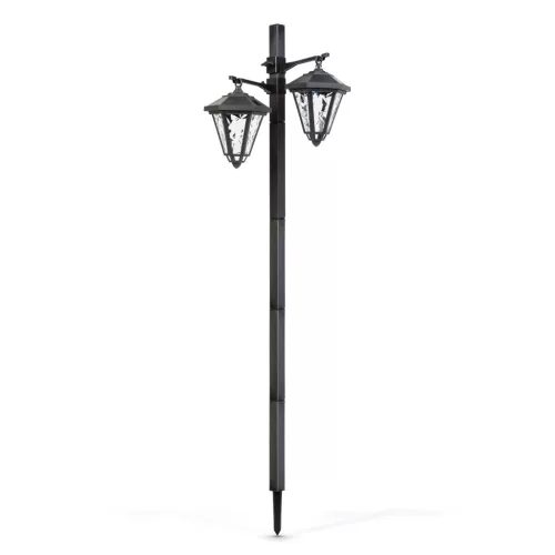 LED-es szolár lámpa - kandeláber - 137 cm - fekete - hidegfehér