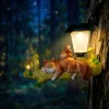LED-es szolár állatfigura - mókus - akasztható - melegfehér LED - 25 x 6 x 19 cm
