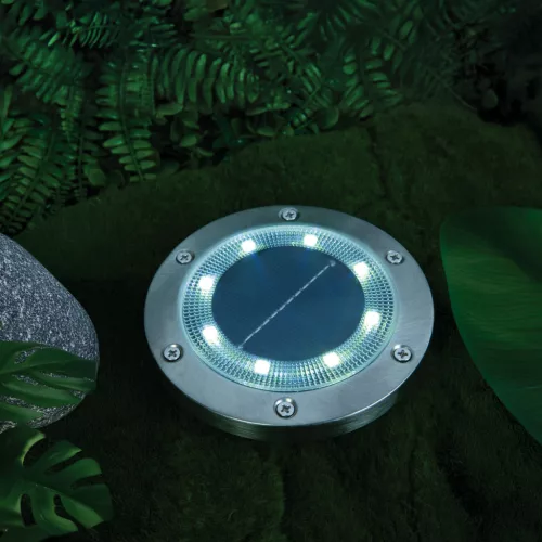 LED-es leszúrható / fali szolár lámpa - kör alakú - SMD LED - hidegfehér - 12 cm