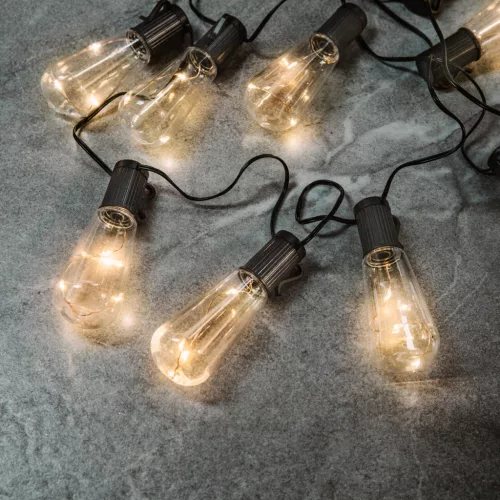 Garden of Eden Szolár LED fényfüzér - villanykörte design - 30 LED - 180 cm (11742)