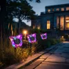 Leszúrható szolár pillangó - lila - 13 x 6,5 x 35 cm - melegfehér + színes LED