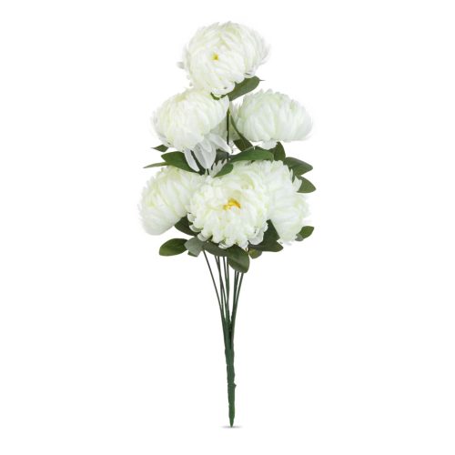 Műnövény dekoráció - krizantém - fehér - 12 x 58 cm