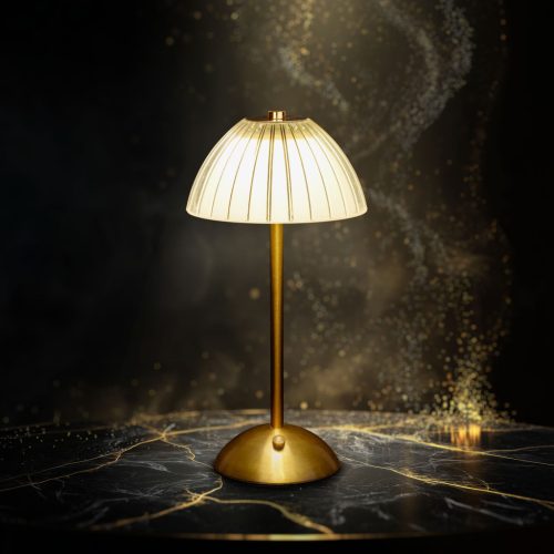 Asztali lámpa - arany színű - állítható színhőm, fényerő - akkumulátoros - USB