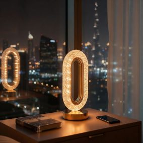   Asztali lámpa - arany - állítható színhőmérséklet, fényerő - akkumulátoros - USB