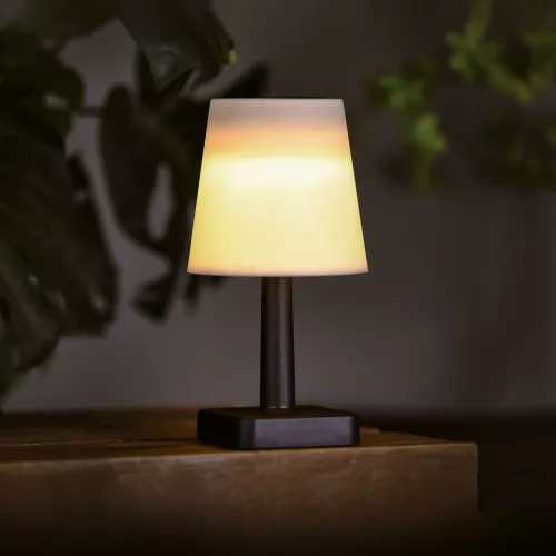 Szolár asztali lámpa - fehér - melegfehér LED - műanyag - 23 x 12 cm