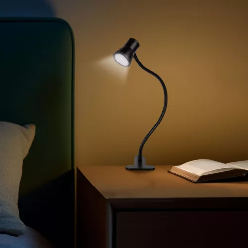 Flexibilis asztali lámpa - csipeszes - USB - állítható fényerő és színhőmérséklet - LED - fém