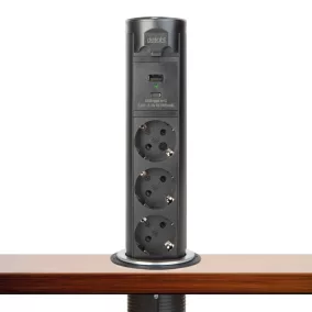   Motoros rejtett elosztó - "Touchcontrol" - 3-as + USB + Type-C - fekete