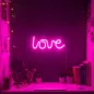   Neon LED lámpa - rózsaszín "Love" - 3 x AA + USB - 34 x 1.6 x 12,5 cm