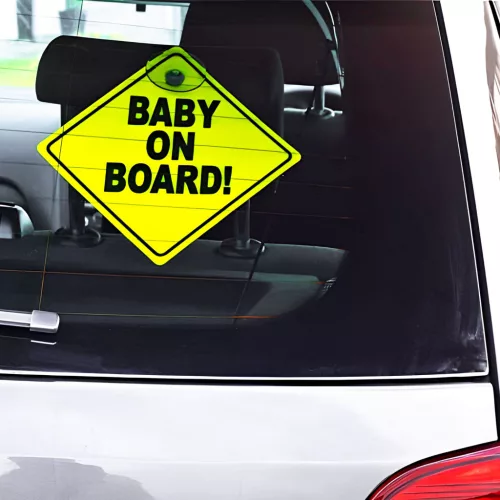 Tapadókorongos "Baby on Board" tábla - 12,7 x 12,7 cm