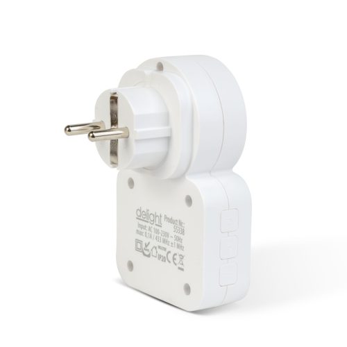 Digitális elem- és vezeték nélküli csengő - Kinetic - 220-240V AC aljzat - fehér - kék LED