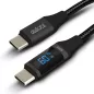   Adatkábel - Type-C / Type-C - teljesítmény kijelzéssel - fekete - 1 m - 3 A - 60W