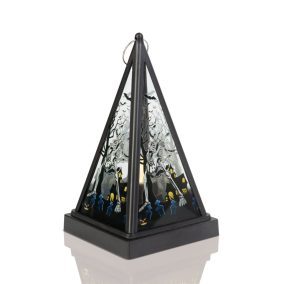   Halloween-i LED lámpás - csontváz - melegfehér - fekete - 9,5 x 9,5 x 17 cm - 2 x AAA