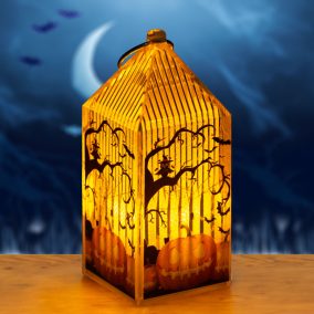   Halloween-i LED lámpás - tök - narancs LED - 2 x LR44 - 4 x 4 x 9,5 cm