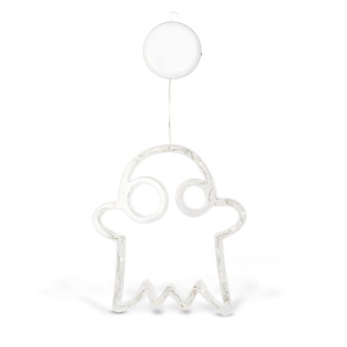 Halloween-i világító dekoráció - szellem - tapadókorongos - 12 LED - 20 x 18,5 cm - 3 x AAA