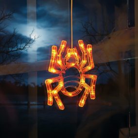   Halloween-i világító dekoráció - pók - tapadókorongos - 12 LED - 20 x 18,5 cm - 3 x AAA