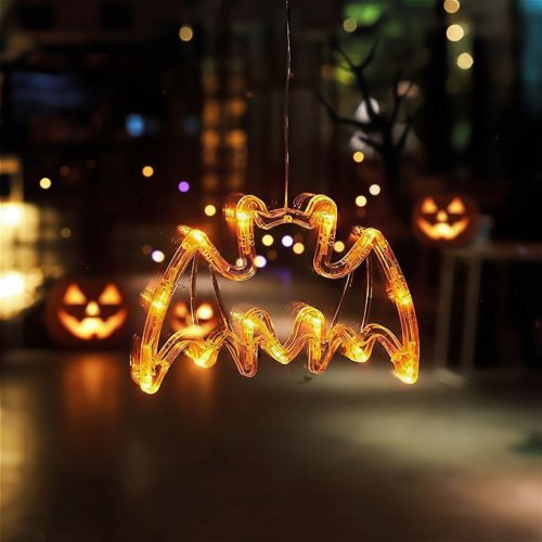 Halloween-i világító dekoráció - denevér - tapadókorongos - 12 LED - 20 x 18,5 cm - 3 x AAA