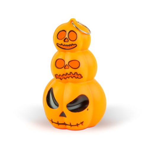 Halloween-i világító dekoráció - tök - melegfehér LED - 12 x 7,5 cm - 3 x LR1130