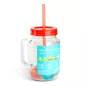   Szívószálas pohár - piros - 4 db hűthető jégkockával, 550ml,  17 x 7.5 x 13.5 cm