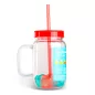   Szívószálas pohár - piros - 4 db hűthető jégkockával, 550ml,  17 x 7.5 x 13.5 cm