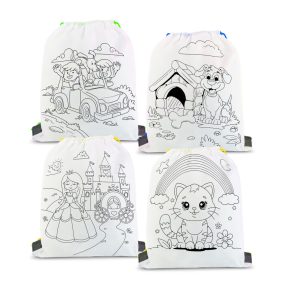 Színezhető tornazsák - 4 filccel - 33 x 27 cm - 4 féle