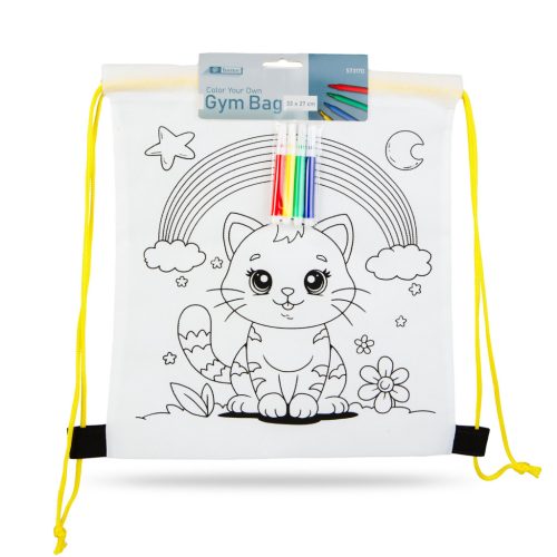 Színezhető tornazsák - 4 filccel - 33 x 27 cm - 4 féle