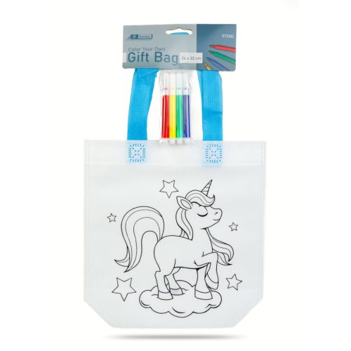 Színezhető ajándéktáska - 4 filccel - 24 x 22 cm - 2 féle