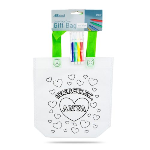 Színezhető ajándéktáska - 4 filccel - 24 x 22 cm - 2 féle
