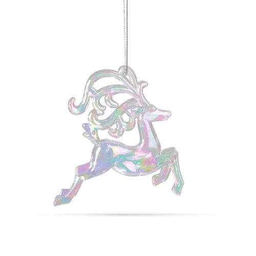 FamilyChristmas Karácsonyi dísz - irizáló, akril rénszarvas - 120 x 120 x 15 mm