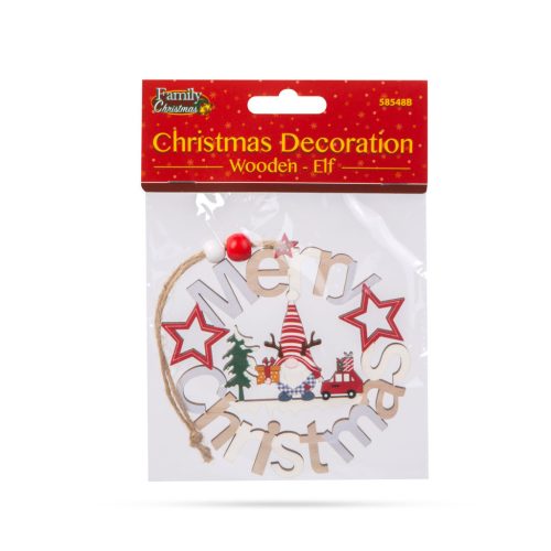 Family Karácsonyi dekoráció - fa, manó - 11 cm