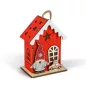   Karácsonyi LED-es dekoráció - házikó manóval - melegfehér LED, piros - 7,5 x 5 x 10 cm - 2 féle