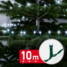   Fényfüzér - 10 m - hidegfehér - 200 LED - 100-240V - 6W - zöld kábel