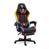 RGB LED-es gamer szék - karfával, párnával - fekete / piros