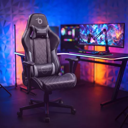 TItanForce gamer szék párnával - fekete/szürke - 122 x 65 x 53 cm