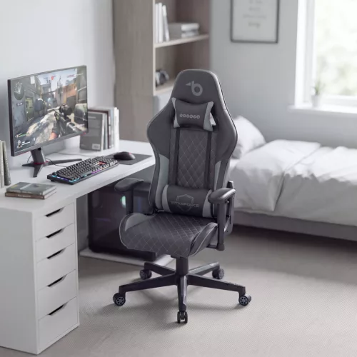 TItanForce gamer szék párnával - fekete/szürke - 122 x 65 x 53 cm
