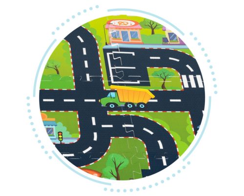 Habszivacs puzzle szőnyeg városi utcák