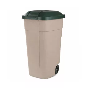 Műanyag kültéri szemetes 110l beige-zöld