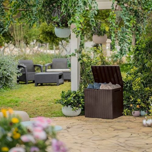 City műanyag kerti tároló 113L barna