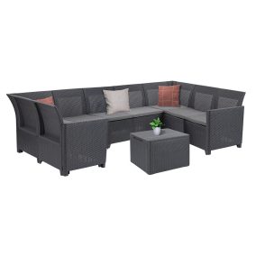   Claire VII 8 személyes sarokgarnitúra párnatartós asztallal