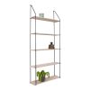 Eindhoven polc, 5 natúr fa polccal, fekete keret 65x17x145 cm