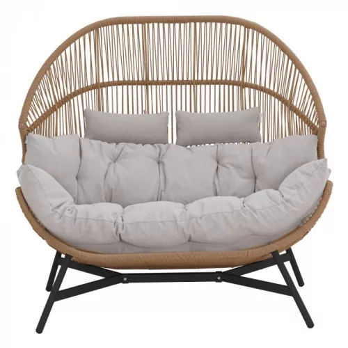 HOLAND rattan dupla kosárfotel bézs