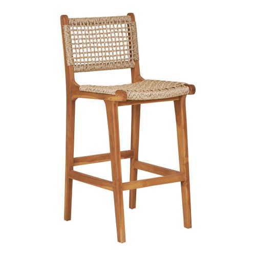 Derby bárszék, teak fa/polyrattan, natúr