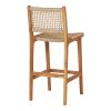 Derby bárszék, teak fa/polyrattan, natúr